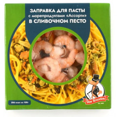 Заправка для пасты с морепродуктами "Ассорти" в сливочном песто Don Kreveton 200 гр.